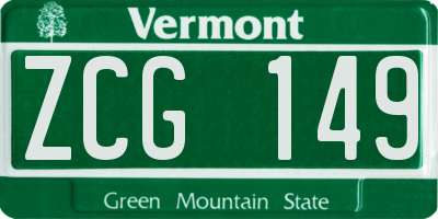 VT license plate ZCG149