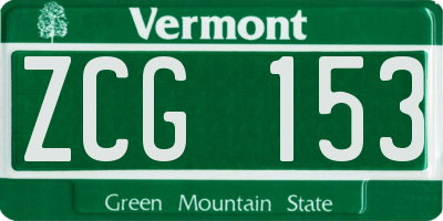 VT license plate ZCG153