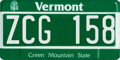 VT license plate ZCG158