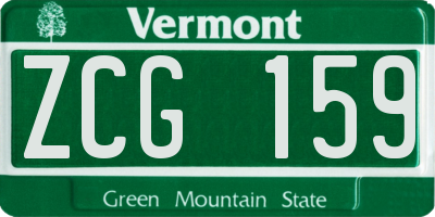 VT license plate ZCG159