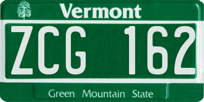 VT license plate ZCG162