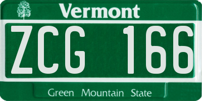 VT license plate ZCG166