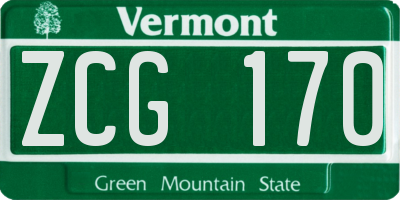 VT license plate ZCG170