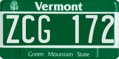 VT license plate ZCG172