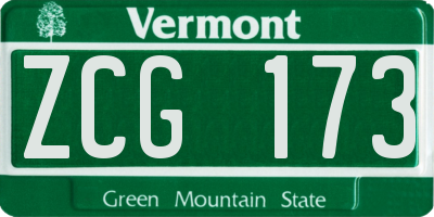 VT license plate ZCG173
