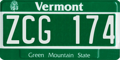 VT license plate ZCG174