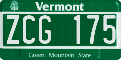 VT license plate ZCG175