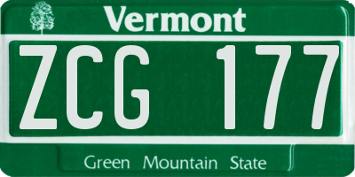 VT license plate ZCG177