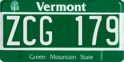 VT license plate ZCG179