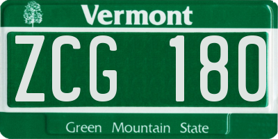 VT license plate ZCG180