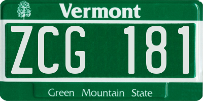 VT license plate ZCG181