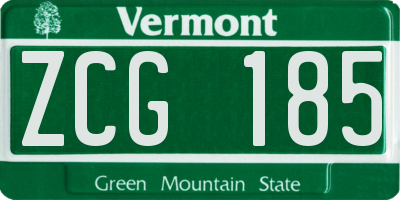 VT license plate ZCG185