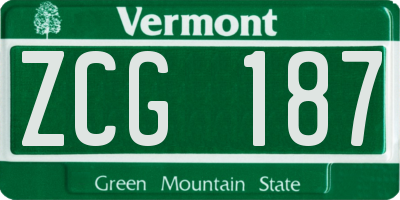VT license plate ZCG187