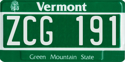 VT license plate ZCG191