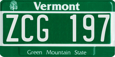 VT license plate ZCG197