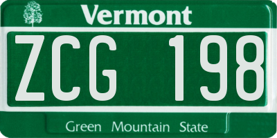 VT license plate ZCG198