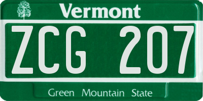 VT license plate ZCG207
