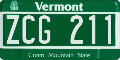 VT license plate ZCG211