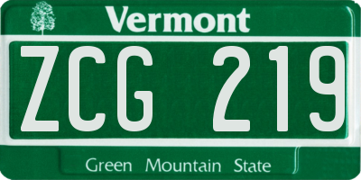 VT license plate ZCG219