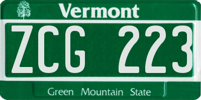 VT license plate ZCG223