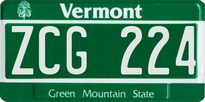 VT license plate ZCG224
