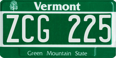 VT license plate ZCG225