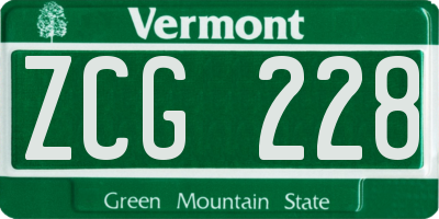 VT license plate ZCG228