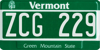 VT license plate ZCG229