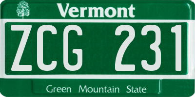 VT license plate ZCG231