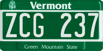VT license plate ZCG237