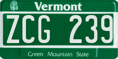 VT license plate ZCG239