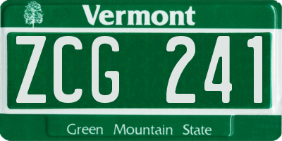 VT license plate ZCG241