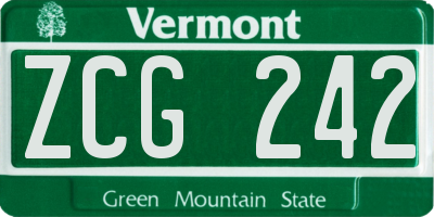 VT license plate ZCG242