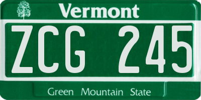 VT license plate ZCG245