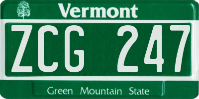 VT license plate ZCG247