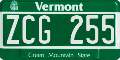 VT license plate ZCG255