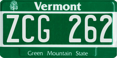 VT license plate ZCG262