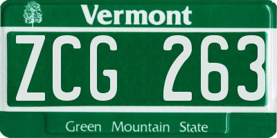 VT license plate ZCG263
