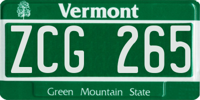 VT license plate ZCG265