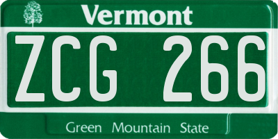 VT license plate ZCG266