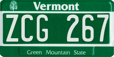 VT license plate ZCG267
