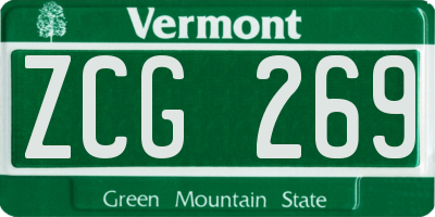 VT license plate ZCG269