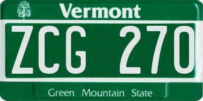 VT license plate ZCG270