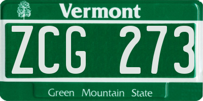 VT license plate ZCG273