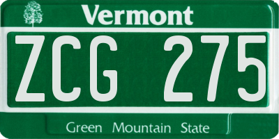 VT license plate ZCG275