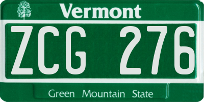 VT license plate ZCG276