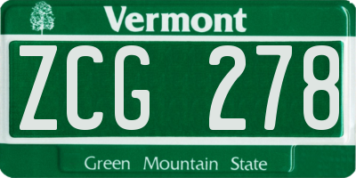 VT license plate ZCG278