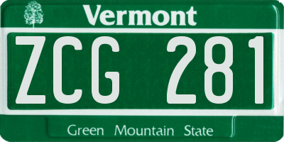 VT license plate ZCG281