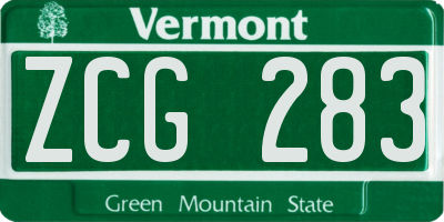 VT license plate ZCG283