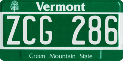 VT license plate ZCG286